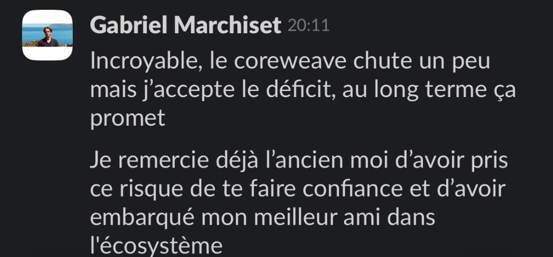 Gabriel : remercie l'ancien lui d'avoir fait confiance et embarqué son meilleur ami
