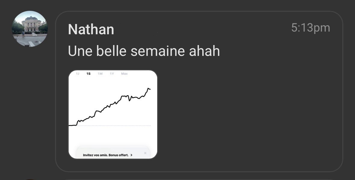 Nathan : une belle semaine, graphique de portefeuille en forte hausse