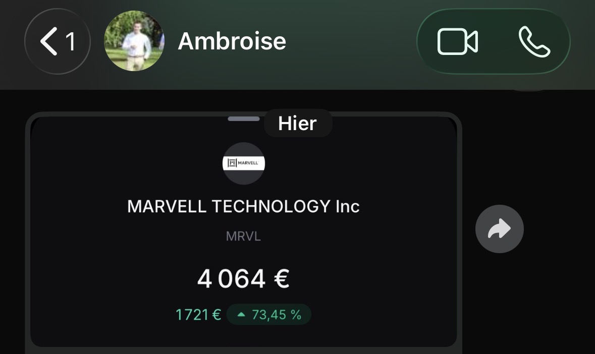 Ambroise : Marvell Technology à 4 064 €, +1 721 € soit +73,45 %