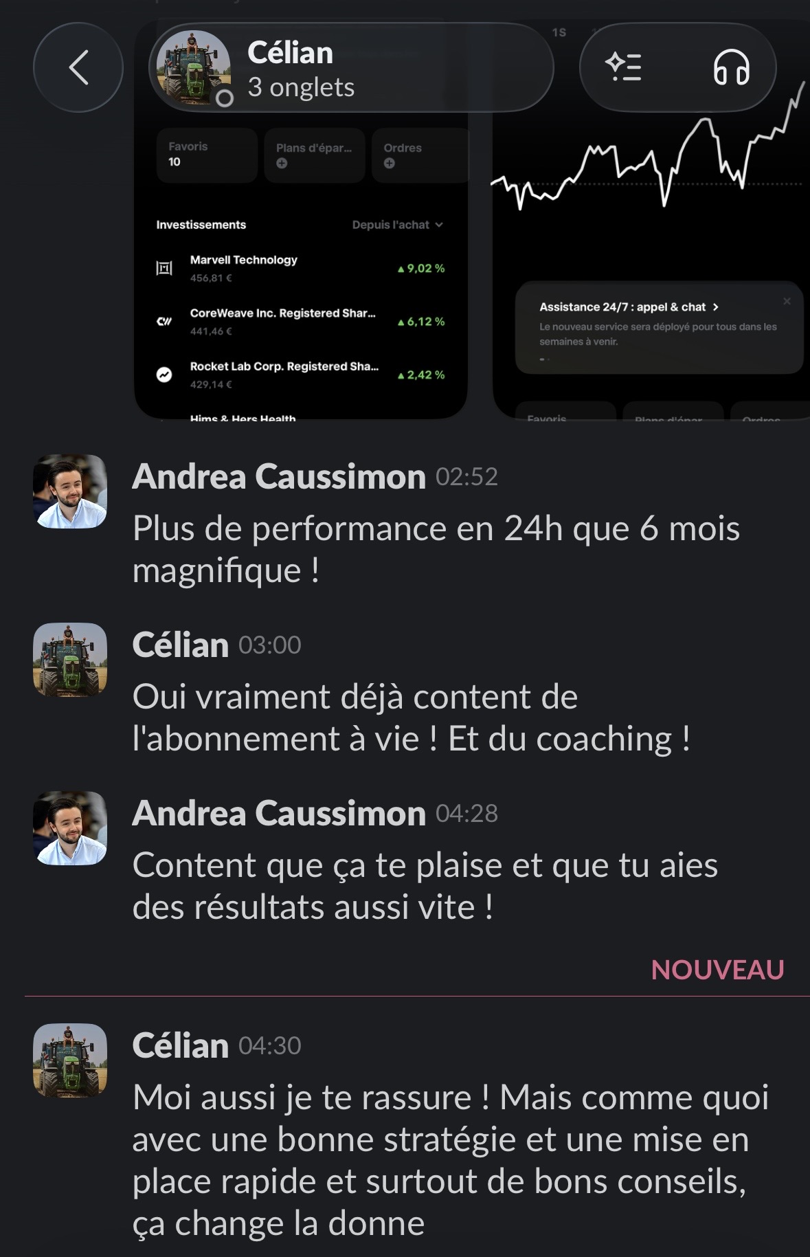 Célian : content de l'abonnement à vie et du coaching, résultats très rapides